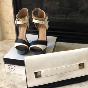 P ❤️ K Black White Gold Stiletto Heel Sandal